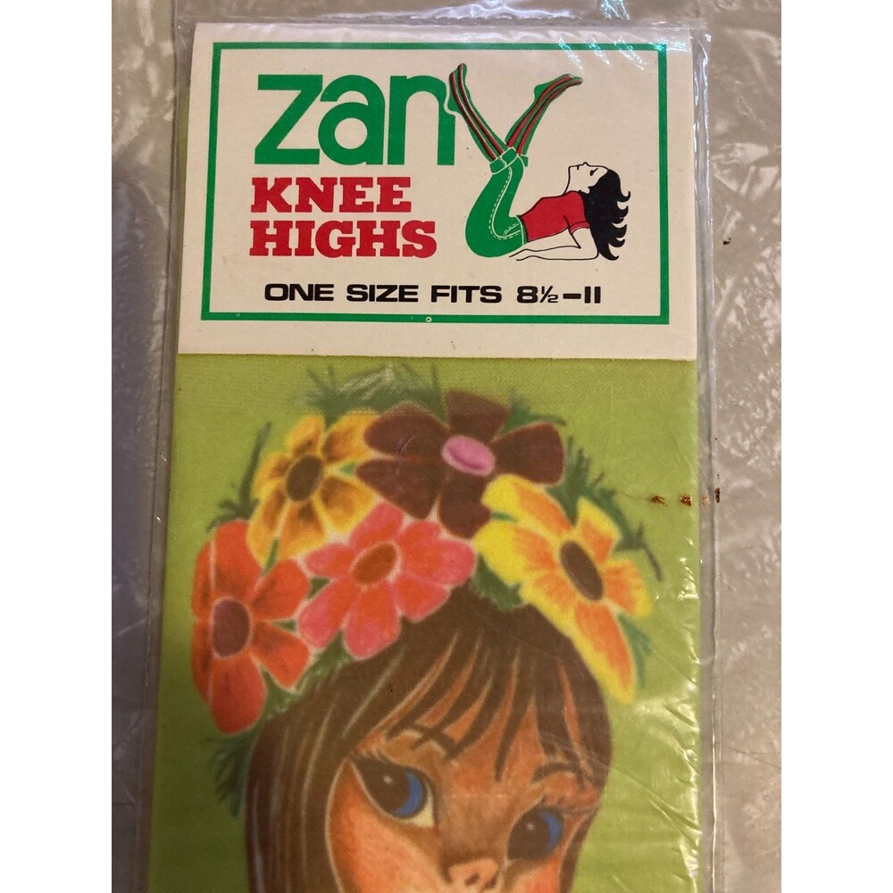 VTG ZANY Knee High Sock Leggings Nylon Flower Girl Design 60s 70s NEW